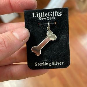 Sterling silver little gifts dog theme charm - flat bone